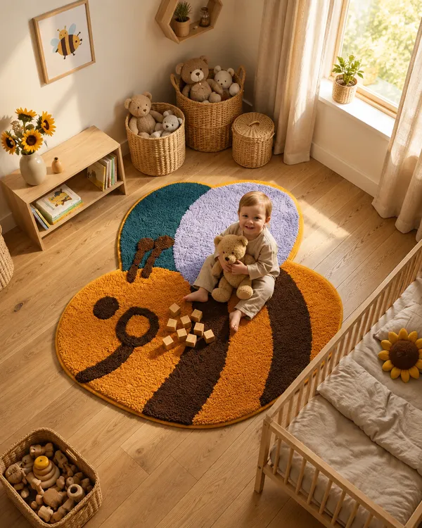 Kids_Bee_Shape_Tufted_Cotton_Rug_–_Multicolour