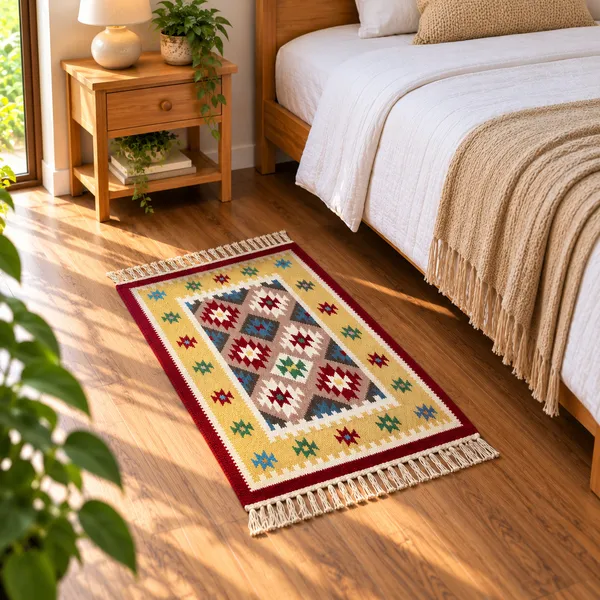 Mustard_Yellow_and_Maroon_Multicolour_Geometric_Carpet