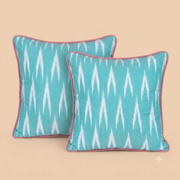 Aqua_Blue_Ikkat_Pattern_Cotton_Cushion_Cover_(Rustic_Charm)_(Pack_Of_2)