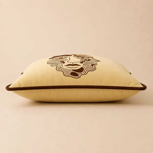 PEQURA_Premium_Polyester_Velvet_Abstract_Face_Cushion_Covers_|_Cream_&_Brown_|_16_x_16_Inches_(40_x_40_cm)_|_Modern_Artistic_Decorative_Throw_Pillow_Covers_for_Sofa,_Living_Room_&_Bedroom_|_Pack_of_2