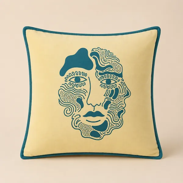 Premium_Polyester_Velvet_Abstract_Face_Printed_Cushion_Cover_|_Modern_Decorative_Throw_Pillow_Cover_|_Lime_Beige_|_16_x_16_Inch