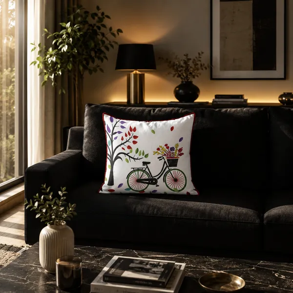 Premium_Polyester_Velvet_Bicycle_&_Colorful_Tree_Cushion_Cover_|_Decorative_Throw_Pillow_Cover_|_40_?_40_cm_(16_?_16_Inch)