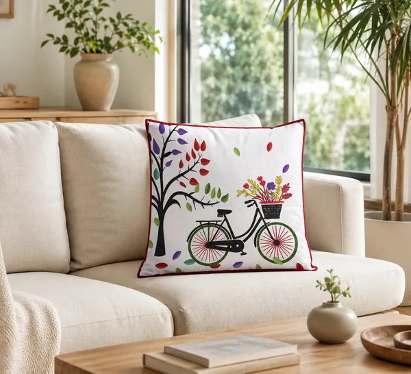 Premium_Polyester_Velvet_Bicycle_&_Colorful_Tree_Cushion_Cover_|_Decorative_Throw_Pillow_Cover_|_40_?_40_cm_(16_?_16_Inch)