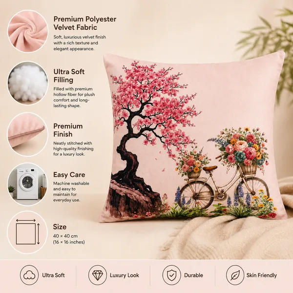 Premium_Polyester_Velvet_Floral_Bicycle_Printed_Cushion_Cover_|_Cherry_Blossom_Decorative_Throw_Pillow_Cover_|_Blush_Pink_|_16_x_16_Inch