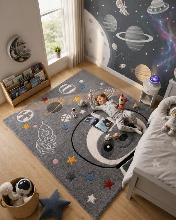 Space_Theme_Kids_Carpet_–_Grey_Astronaut_&_Planet_Tufted_Rug