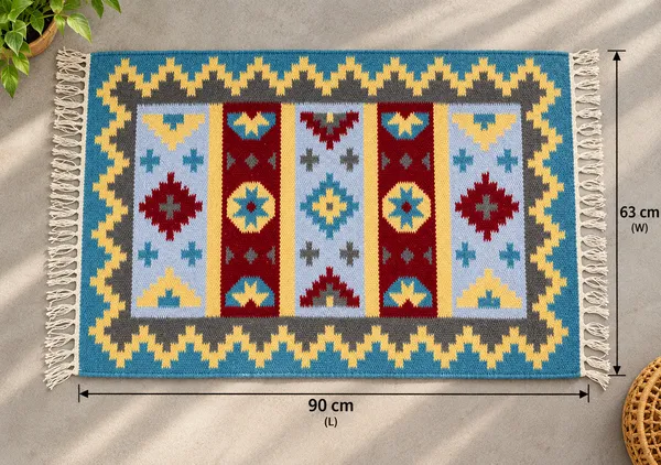 Turquoise_Blue_Multicolour_Geometric_Carpet