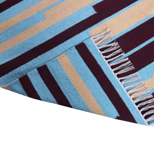 Blue,_Turquoise_&_Yellow_Classic_Charm_Stripe_Pattern_Carpet