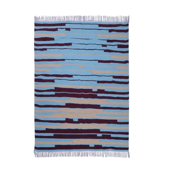 Blue,_Turquoise_&_Yellow_Classic_Charm_Stripe_Pattern_Carpet