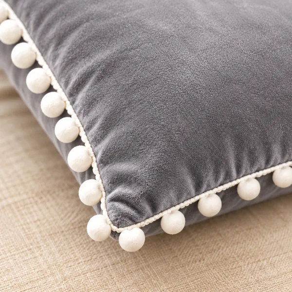PEQURA_Velvet_Cushion_Covers_for_Sofa_with_White_Pom_Pom_Border,_Decorative_Cushion_Covers,_16_x_16_Inches,_Pack_of_5