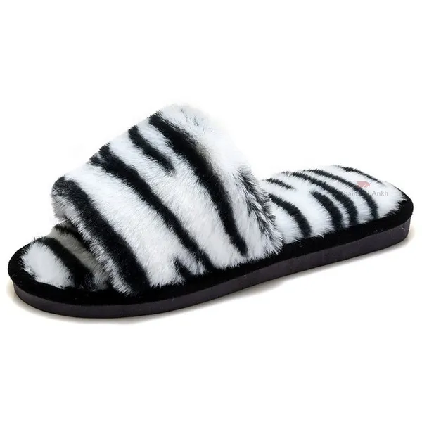 Black&White_Furry_Flip_Flop_For_Women