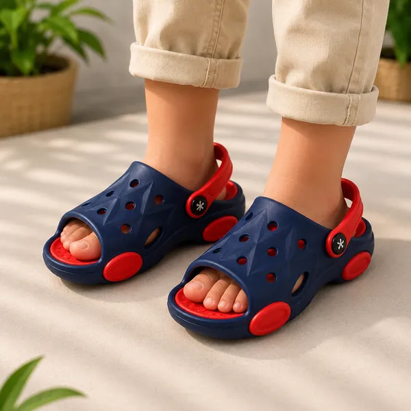 Kids_Open_Toe_Garden_Clogs_|_Lightweight_EVA_Sandals_with_Adjustable_Back_Strap_|_Soft_Cushioned_Anti-Slip_Summer_Clogs_for_Boys_&_Girls_|_Navy_Blue_&_Red