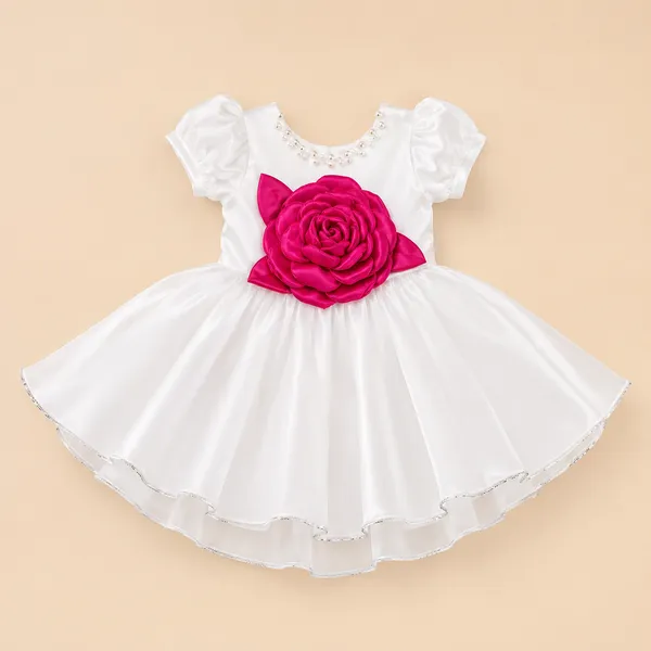 Girls_White_&_Dark_Pink_Floral_Party_Wear_Frock_|_Elegant_Rose_Appliqu_Designer_Dress_for_Kids