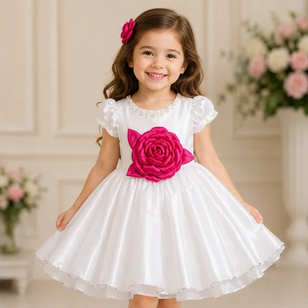Girls_White_&_Dark_Pink_Floral_Party_Wear_Frock_|_Elegant_Rose_Appliqu_Designer_Dress_for_Kids