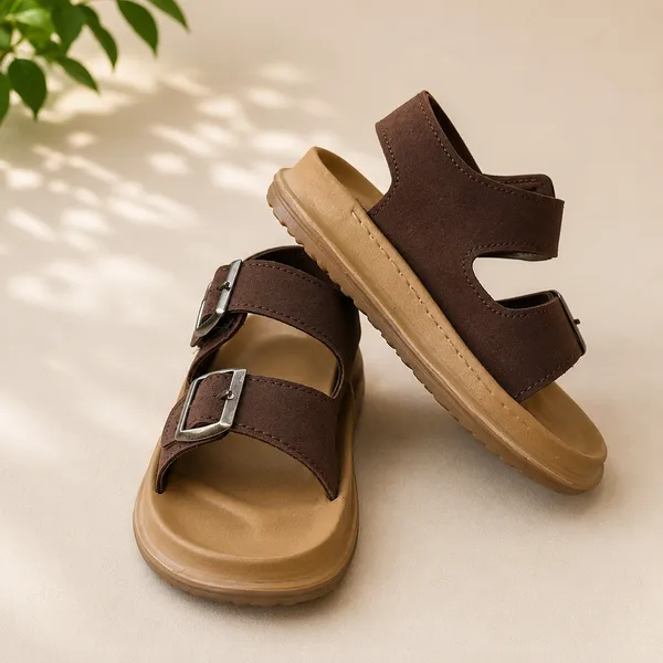 Kids_Unisex_Double_Buckle_Sandals_|_Adjustable_Soft_Comfort_Casual_Sandals_|_Lightweight_Anti-Slip_Outdoor_&_Daily_Wear_Footwear_|_Brown