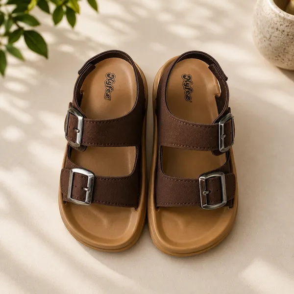 Kids_Unisex_Double_Buckle_Sandals_|_Adjustable_Soft_Comfort_Casual_Sandals_|_Lightweight_Anti-Slip_Outdoor_&_Daily_Wear_Footwear_|_Brown