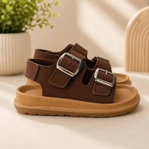 Kids_Unisex_Double_Buckle_Sandals_|_Adjustable_Soft_Comfort_Casual_Sandals_|_Lightweight_Anti-Slip_Outdoor_&_Daily_Wear_Footwear_|_Brown