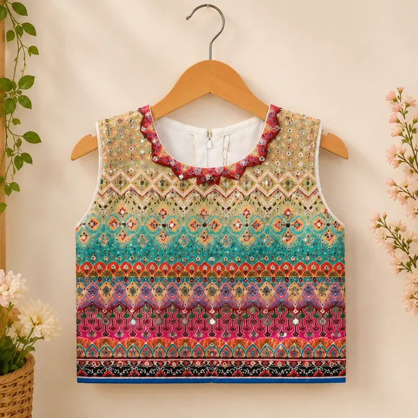 Girls_Multicolor_Printed_Crop_Top_with_Flared_Lehenga_&_Dupatta_Set_|_Ethnic_Festive_Wear_|_Traditional_Party_Wear_Outfit_for_Girls