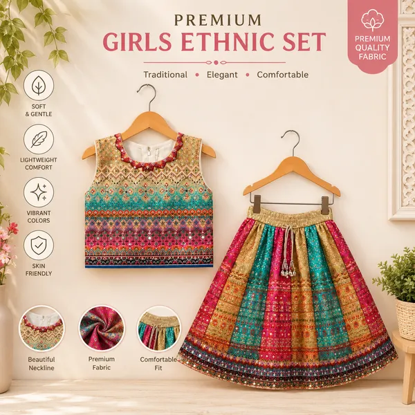 Girls_Multicolor_Printed_Crop_Top_with_Flared_Lehenga_&_Dupatta_Set_|_Ethnic_Festive_Wear_|_Traditional_Party_Wear_Outfit_for_Girls
