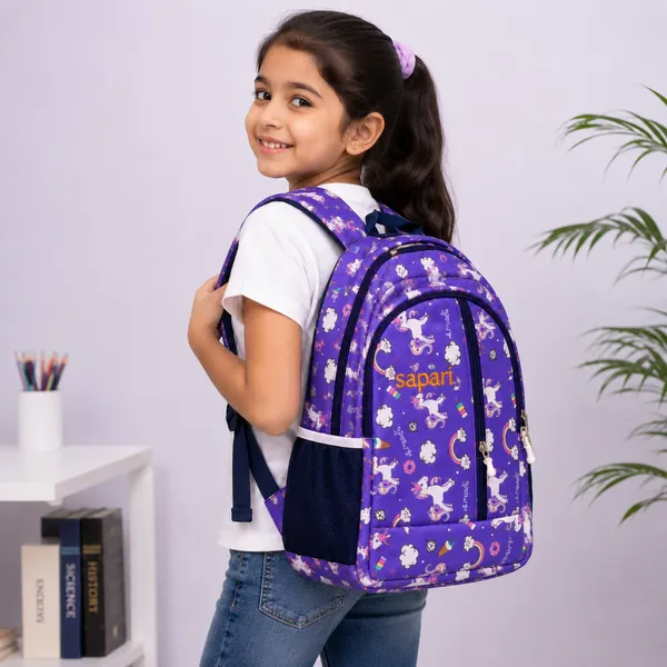 Nanhi_Smile_Unicorn_Print_Kids_School_Bag_|_Lightweight_Water-Resistant_Backpack_with_3_Compartments_|_Cute_School_Bag_for_Girls_|_Nursery_to_Class_5_|_Purple