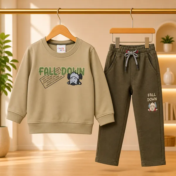 GUFFKID_"FALL_DOWN"_GRAPHIC_SWEATSHIRT_&_TWILL_TROUSER_SET