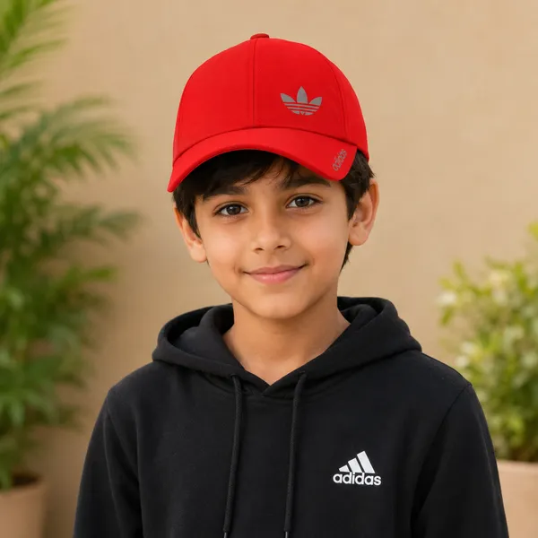 Kids_Cotton_Baseball_Cap_withAdidas_Front_Logo_|_Adjustable_Curved_Brim_Cap_|_Red