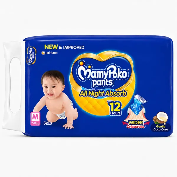 MamyPoko_Pants_All_Night_Absorb_Baby_Diaper,_Medium_(M),_7-12_kg_|_Up_to_12_Hours_Dryness_Protection