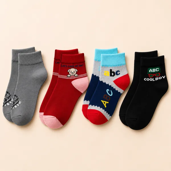 Kids_Assorted_Ankle_Socks_Pack_of_4_|_Soft_&_Breathable_Cotton_Blend_|_Everyday_Casual_Socks_|_Random_Design_(4_Pairs)