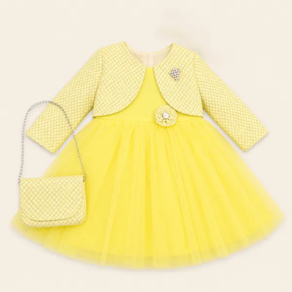 Girls_Yellow_Party_Wear_Frock_with_Jacket_&_Matching_Sling_Bag_|_3_Piece_Princess_Dress_Set
