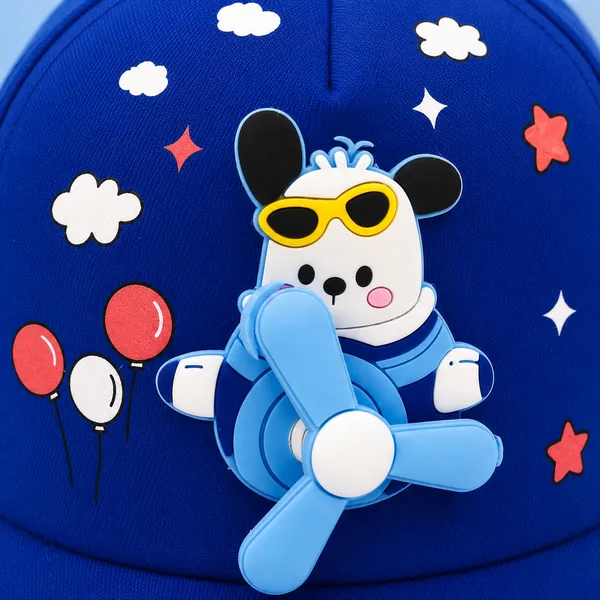 Kids_Fly_Dog_Cotton_Baseball_Cap_with_3D_Cartoon_Fan_Patch_|_Adjustable_Summer_Cap_|_Blue