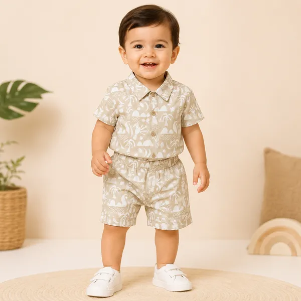 Natkhat_Baby_Boys_Tropical_Print_Shirt_&_Shorts_Co-Ord_Set_|_Pure_Cotton_Summer_Casual_Wear_for_Toddler