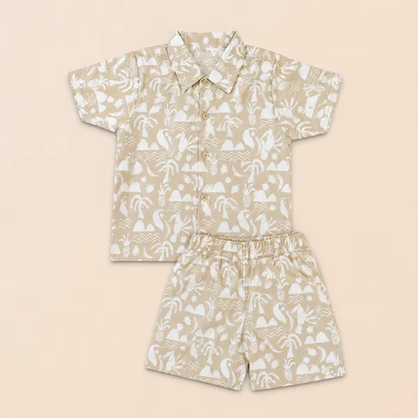 Natkhat_Baby_Boys_Tropical_Print_Shirt_&_Shorts_Co-Ord_Set_|_Pure_Cotton_Summer_Casual_Wear_for_Toddler