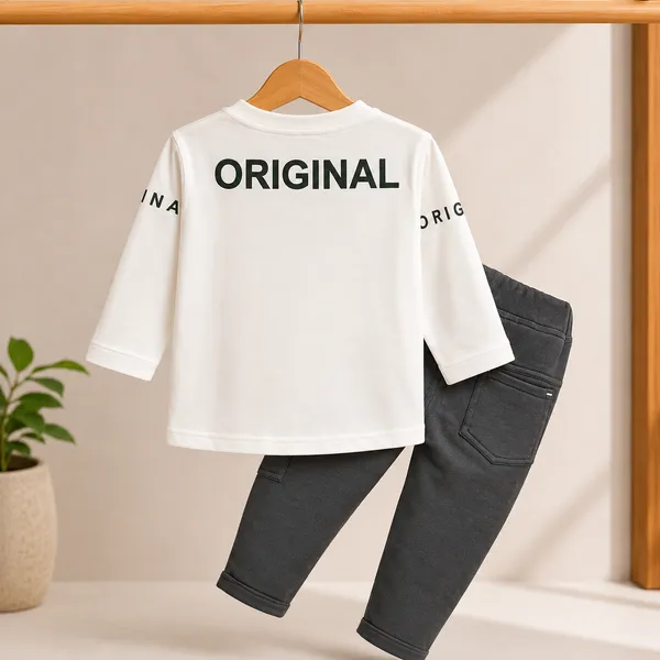 FIRST_DAY_CLASSIC_CHECK_LINE_T-SHIRT_WITH_DARK_GREEN_PANTS
