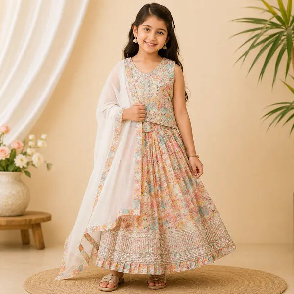 Girls_Pastel_Floral_Printed_Lehenga_Choli_with_Net_Dupatta_|_3-Piece_Sequins_Embellished_Ethnic_Festive_Wear_Set