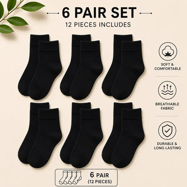 Kids_Black_Cotton_Ankle_Length_Socks_(Pack_of_6)_|_Soft_&_Stretchable_Daily_Wear