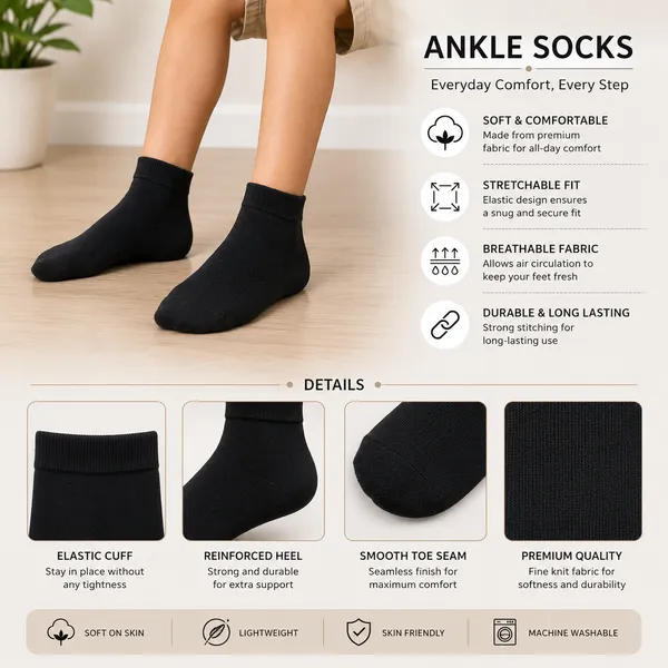 Kids_Black_Cotton_Ankle_Length_Socks_(Pack_of_6)_|_Soft_&_Stretchable_Daily_Wear