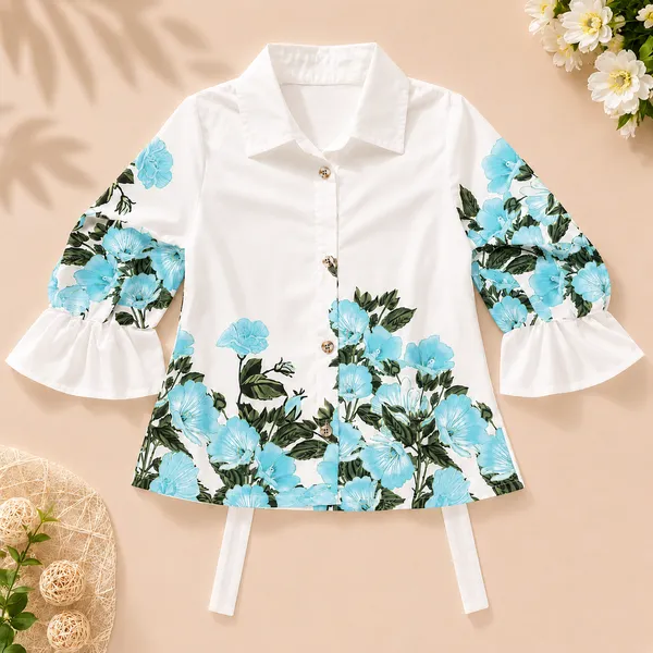 Girls_Floral_Print_Shirt_&_Flared_Plazo_Co-Ord_Set