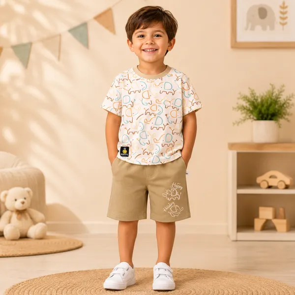Mini_Donuts_Kids_Cotton_T-Shirt_&_Shorts_Set__Cute_Elephant_Printed_Co-ord_Outfit