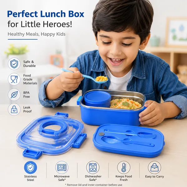 304_Stainless_Steel_Kids_Lunch_Box_with_Spoon,_Fork_&_Snack_Container