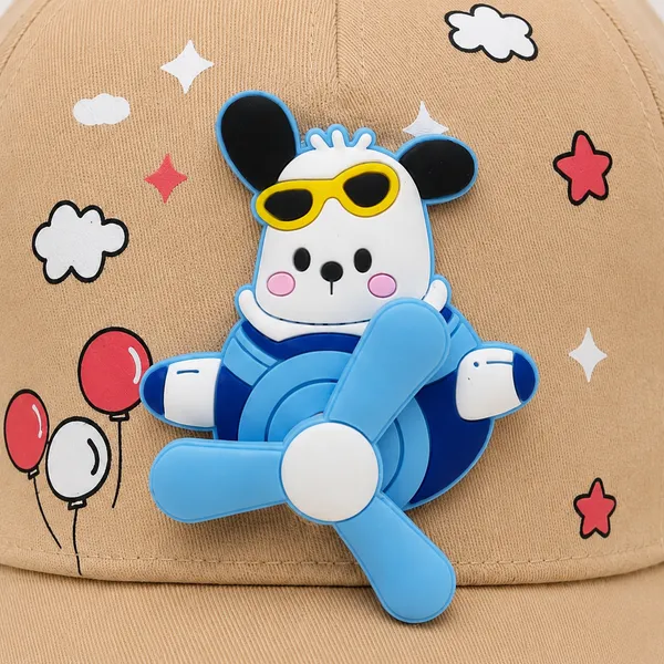 Kids_Fly_Dog_Cotton_Baseball_Cap_with_3D_Cartoon_Fan_Patch_|_Adjustable_Summer_Cap_|_Beige