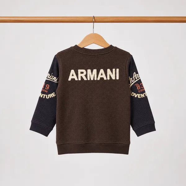 FIRST_DAY_ARMANE_86__BOYS_SET_BROWN_SWEATSHIRT_&_BEIGE_PANTS