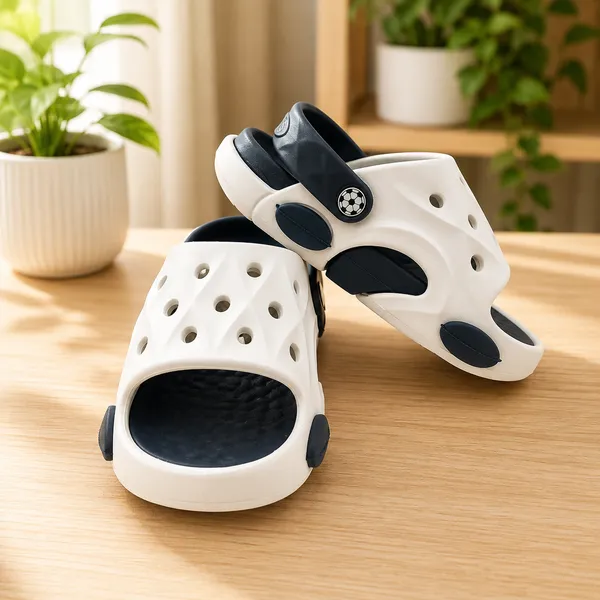 Kids_Open_Toe_EVA_Clogs_Sandals_|_Lightweight_Soft_Cushioned_Anti-Slip_Summer_Footwear_with_Adjustable_Back_Strap_|_White_&_Navy_Blue_|_Boys_&_Girls
