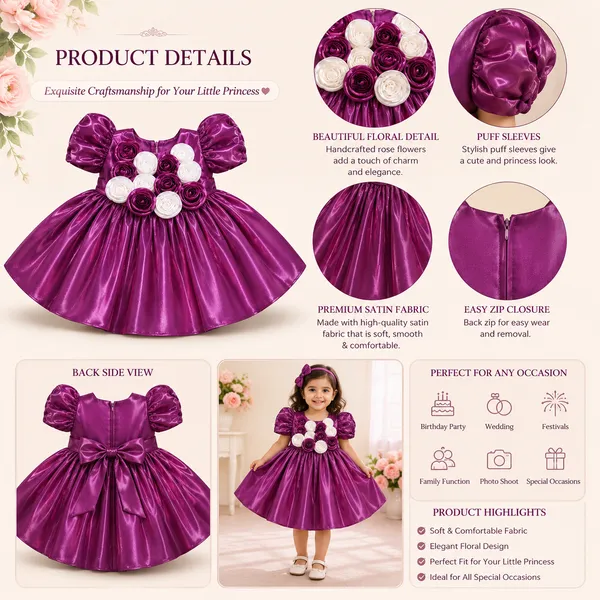 Girls_Purple_Floral_Satin_Party_Wear_Frock_|_Puff_Sleeve_Designer_Dress_for_Kids