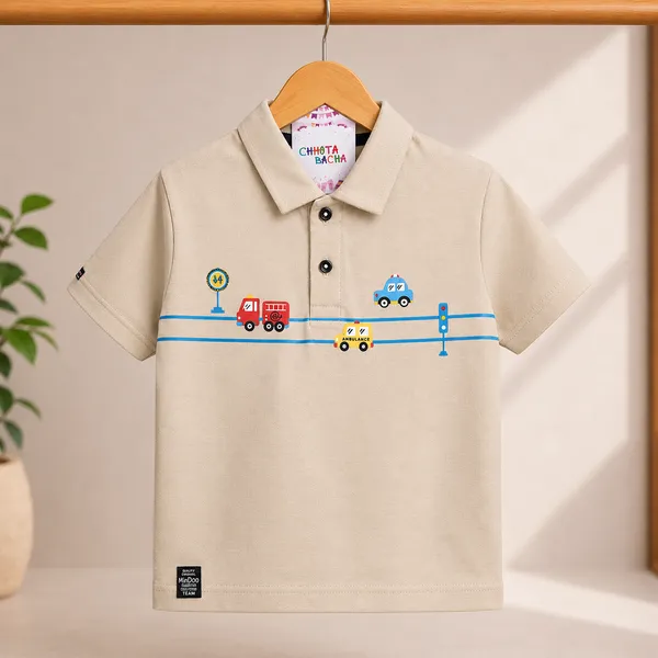 Miniboo_Polo_T-Shirt_With_Car_Print_&_Blue_Denim_Shorts_Set