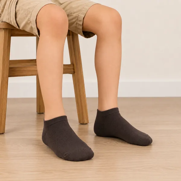 Kids_Brown_Cotton_Ankle_Length_Socks_(Pack_of_4)_|_Soft_&_Stretchable_Daily_Wear