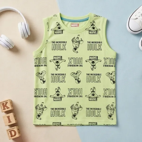 Cucumber_Boys_Marvel_Hulk_Printed_Sleeveless_T-Shirt_with_Shorts_Co-ord_Set_Lime_Green_&_Sky_Blue_|_Cotton_Blend_|_Summer_Wear