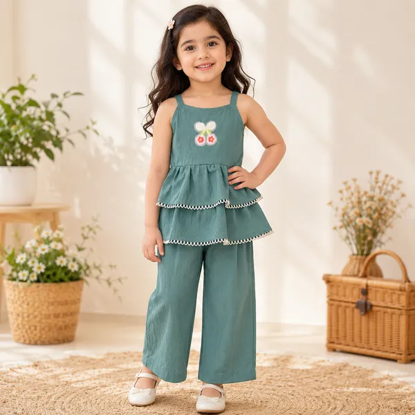 Girls_Layered_Top_&_Palazzo_Pant_Co-Ord_Set_|_Soft_&_Comfortable_Cotton_Outfit_for_Girls_|_Stylish_Casual,_Party_&_Summer_Wear_Kids_Dress_Set