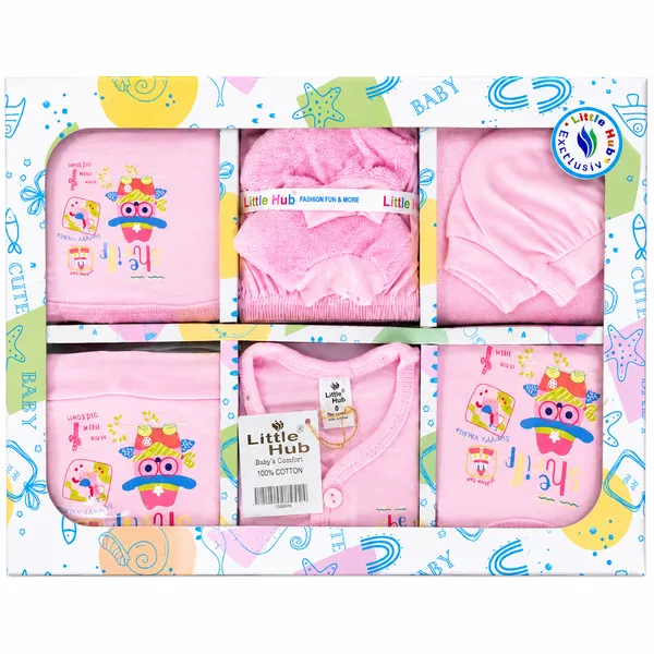 Little_Hub_8_Piece_Newborn_Baby_Gift_Set_Combo_100%_Cotton_Baby_Essentials_Kit_(Assorted_Prints,_0-6_Months)