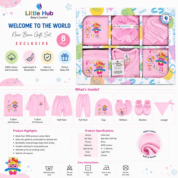 Little_Hub_8_Piece_Newborn_Baby_Gift_Set_Combo_100%_Cotton_Baby_Essentials_Kit_(Assorted_Prints,_0-6_Months)