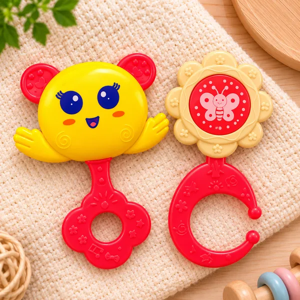 BABY_RATTLE_TOY_2_PC_SET_-_SUN_&_FLOWER_SHAPED_RATTLES