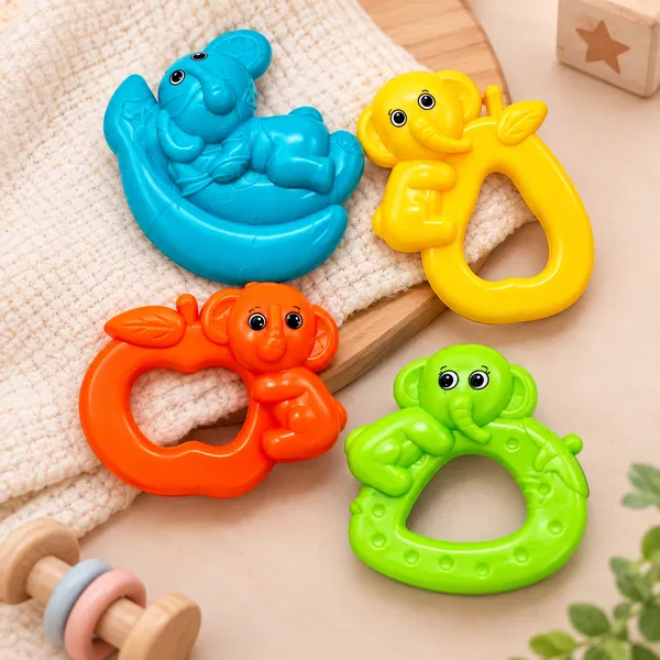 BABY_RATTLE_TOY_4_PC_SET_-_ELEPHANT_&_MONKEY_ANIMAL_RATTLES